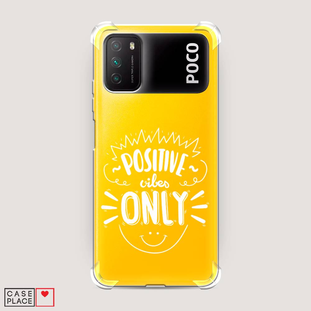 фото Противоударный силиконовый чехол "positive vibes only графика" на xiaomi poco m3 awog