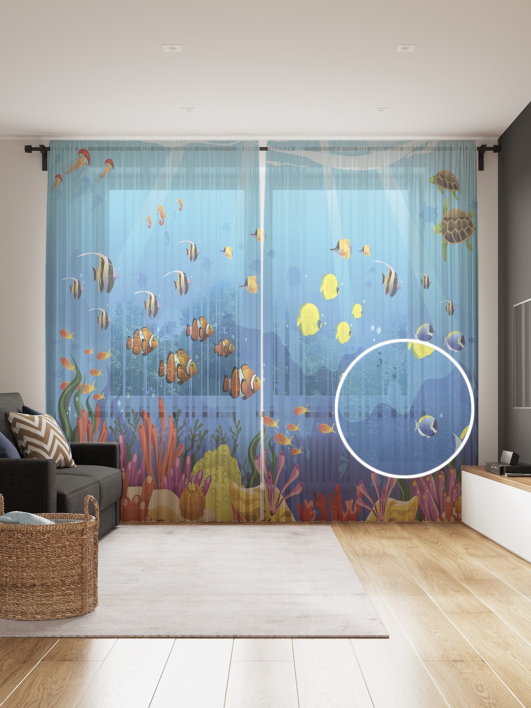 

Фототюль JoyArty "Сказочное дно", 145x265см (2 полотна со шторной лентой + 50 крючков), Сказочное дно