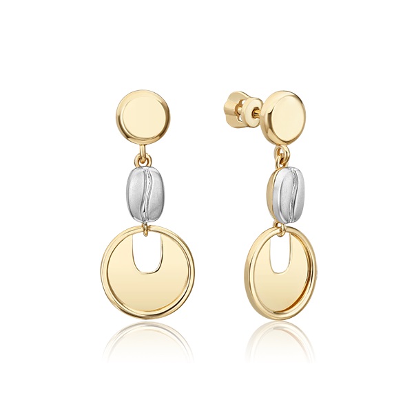 Серьги пусеты из комбинированного золота без вставки PLATINA jewelry 02-4907-00-000-1121