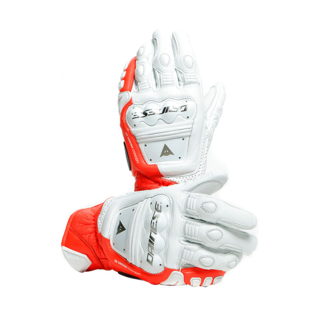 фото Перчатки кожаные dainese 4-stroke 2 white/fluo-red m nobrand