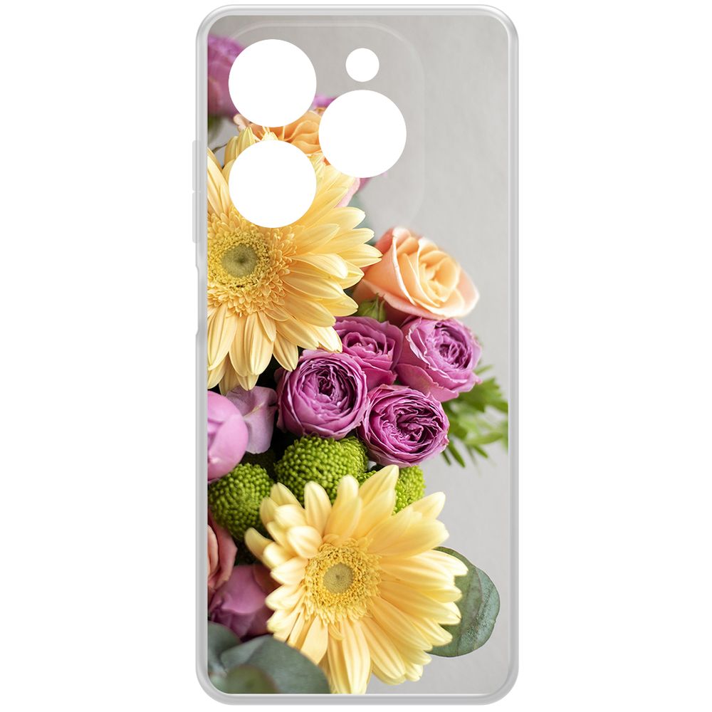 

Чехол-накладка Krutoff Clear Case Букет для Tecno Spark 20 Pro, Прозрачный