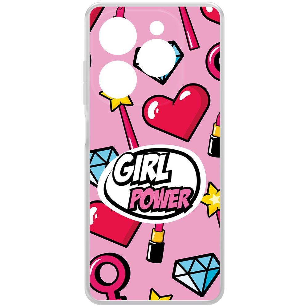 

Чехол-накладка Krutoff Clear Case Girl Power для Tecno Spark 20 Pro, Прозрачный