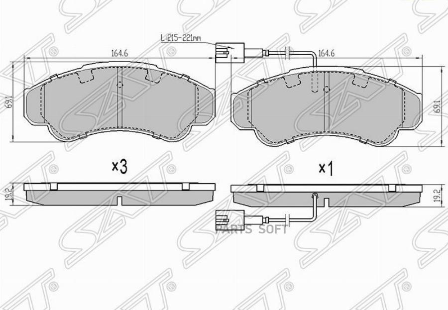 

Колодки Тормозные Перед Peugeot Boxer 02-/Citroen Jumper 02-/Fiat Ducato 02- Sat арт. ST-4