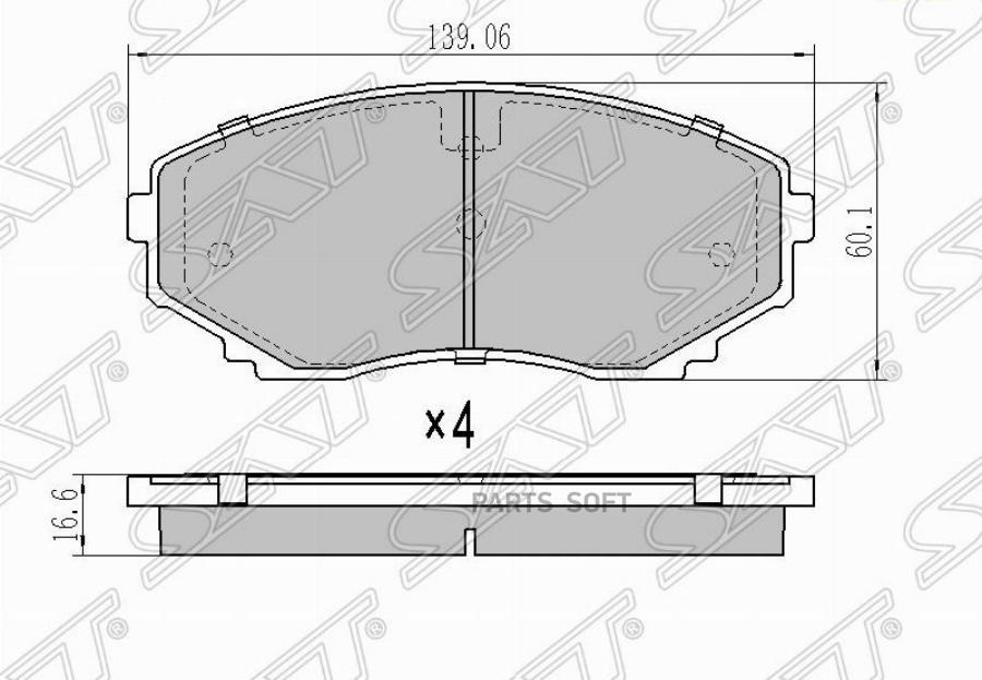 

Колодки Тормозные Перед Mazda Cx7/9 06-13 Mpv 06-/Mitsubishi Pajero Sport 15- Sat арт. ST-