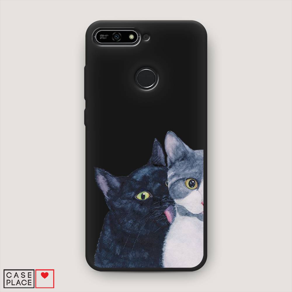 

Чехол Awog на Honor 7A Pro "Кошачья любовь", Синий, 65452-1