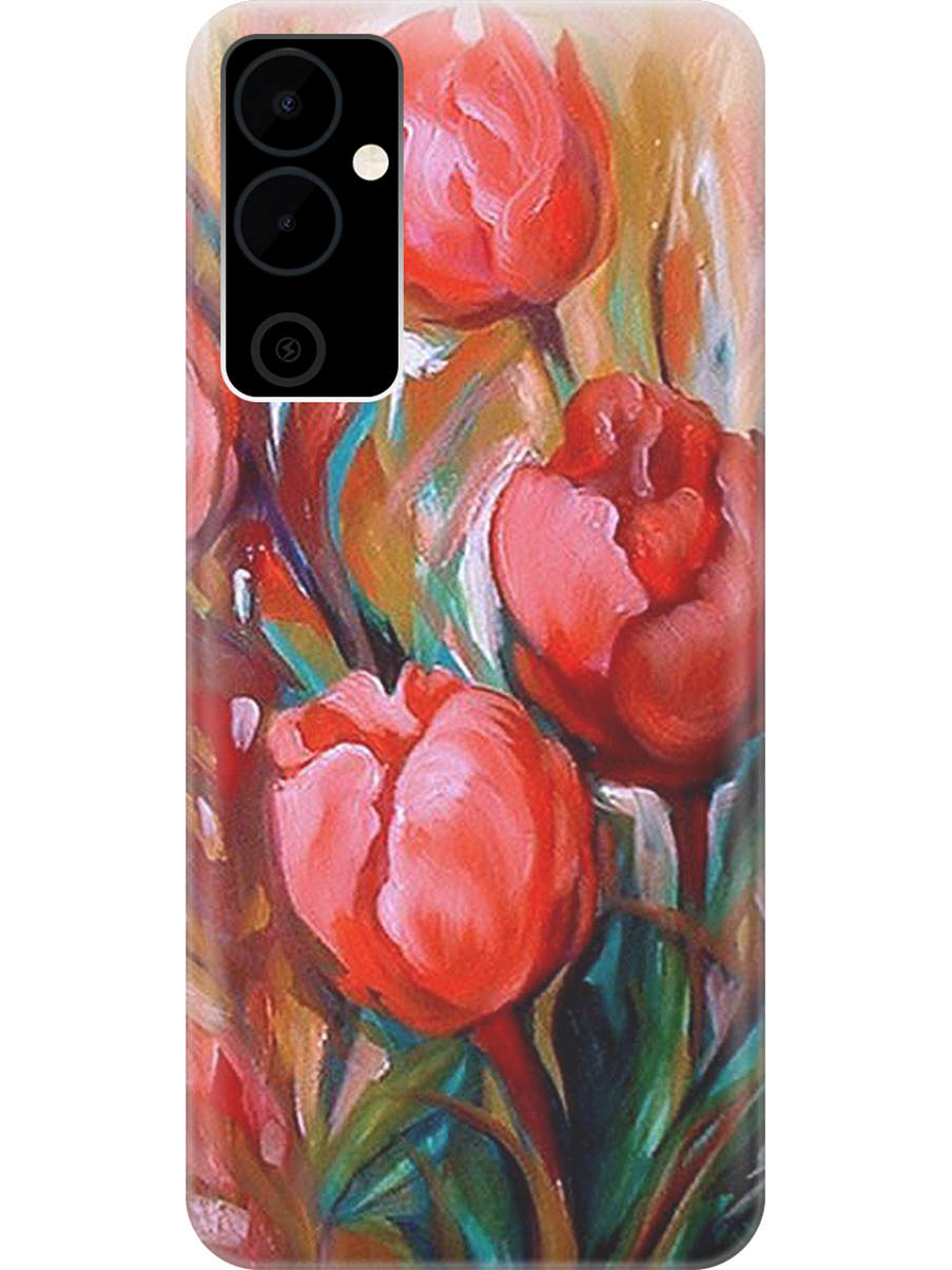 

Силиконовый чехол на Tecno Pova Neo 2 "Тюльпаны", Зеленый;красный;розовый, 20001476