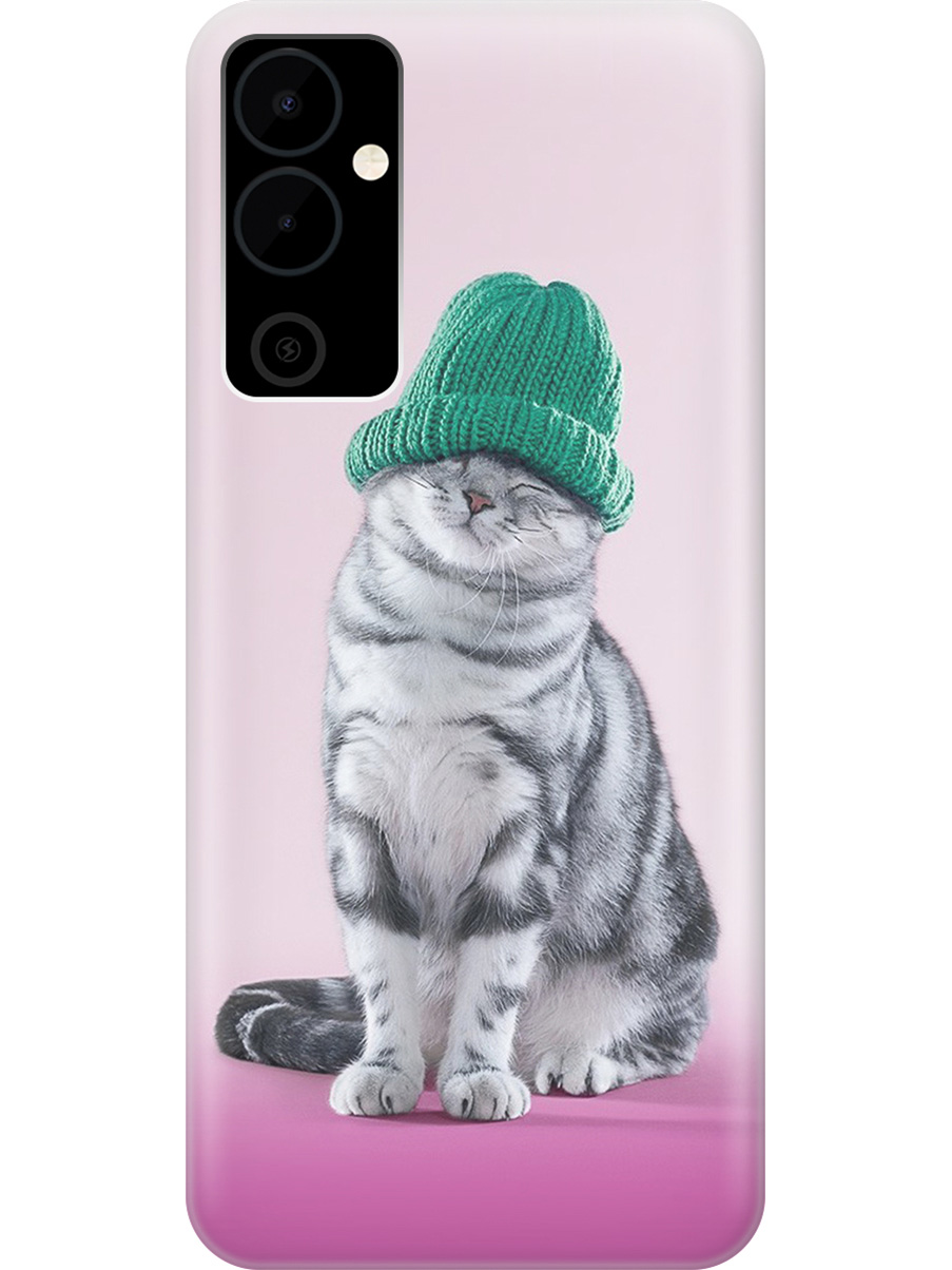 

Силиконовый чехол на Tecno Pova Neo 2 "Кот в зеленой шапке", Розовый;серый, 20001476