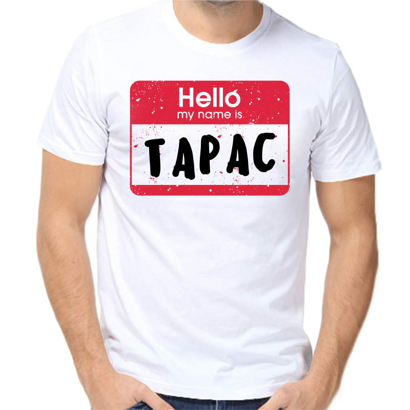 

Футболка мужская белая 46 р-р hello my name is Тарас, Белый, fm_hello_taras