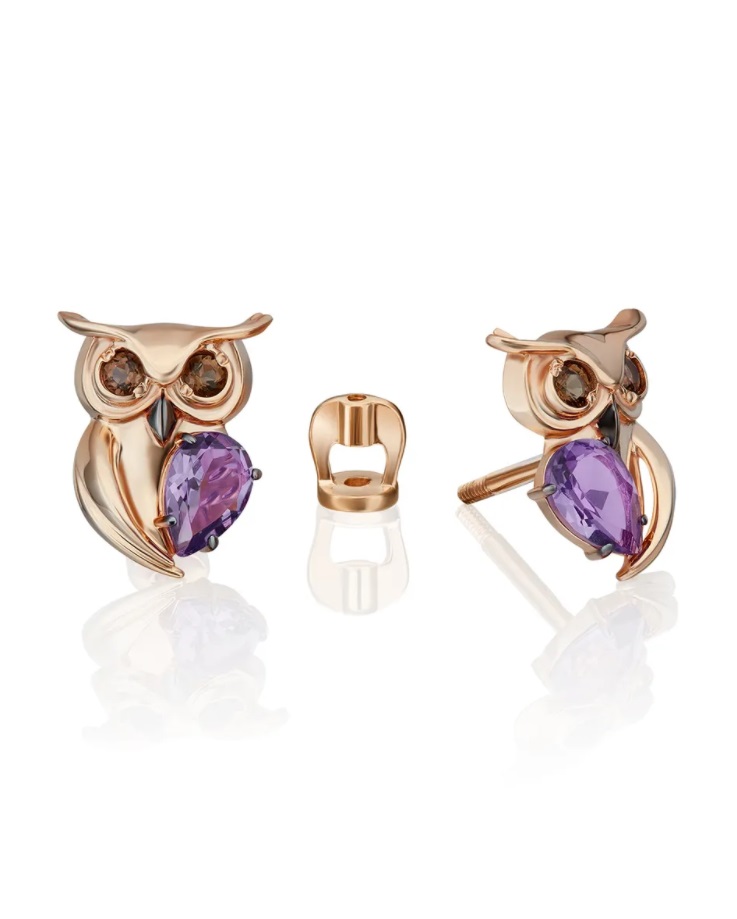 

Серьги из золота PLATINA jewelry 02-4877-00-716-1110, аметист/кварц, 02-4877-00-716-1110
