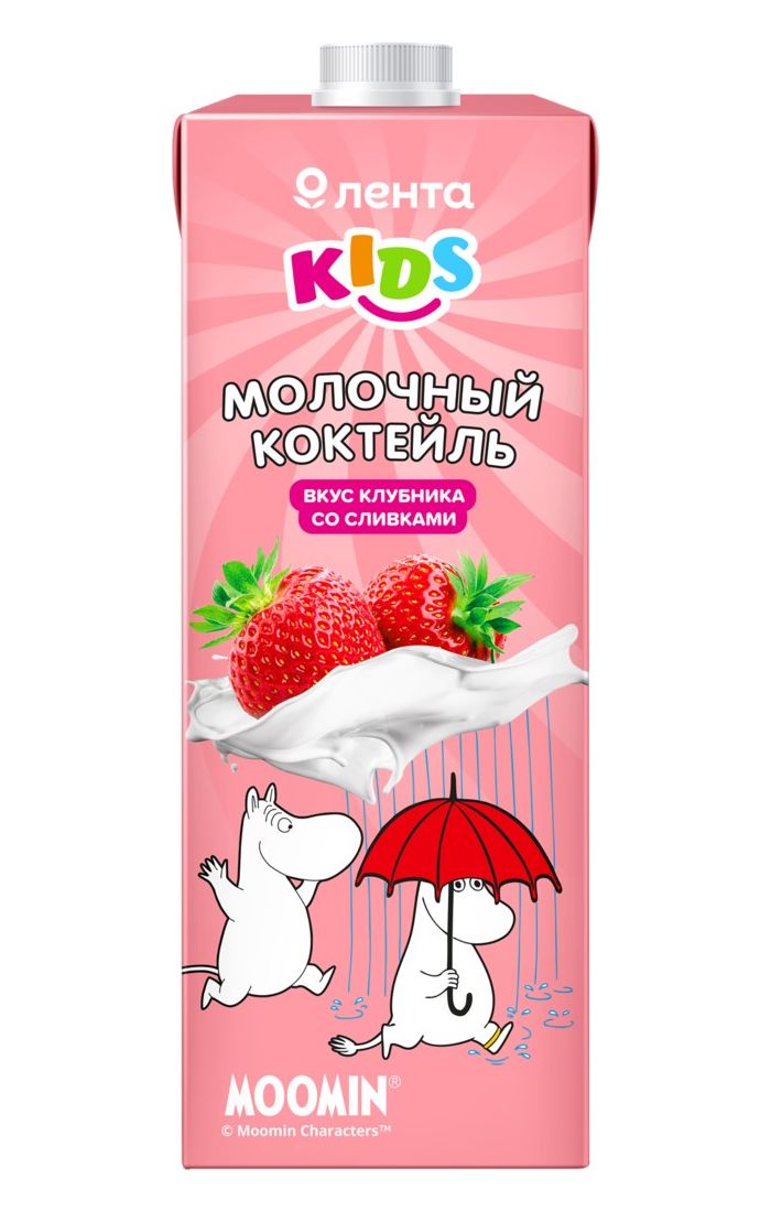 

Молочный коктейль Лента Kids Муми Тролли клубника со сливками 3,2% 950 мл БЗМЖ