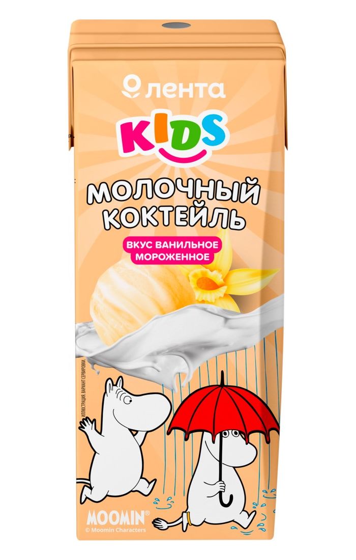 фото Молочный коктейль лента kids муми тролли ванильное мороженое 3,2% 950 мл бзмж