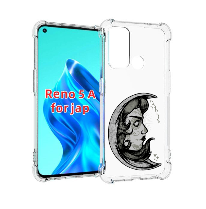

Чехол MyPads черно белая луна с лицом для Oppo Reno 5A, Прозрачный, Tocco