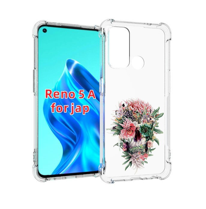 

Чехол MyPads череп из цветов для Oppo Reno 5A, Прозрачный, Tocco