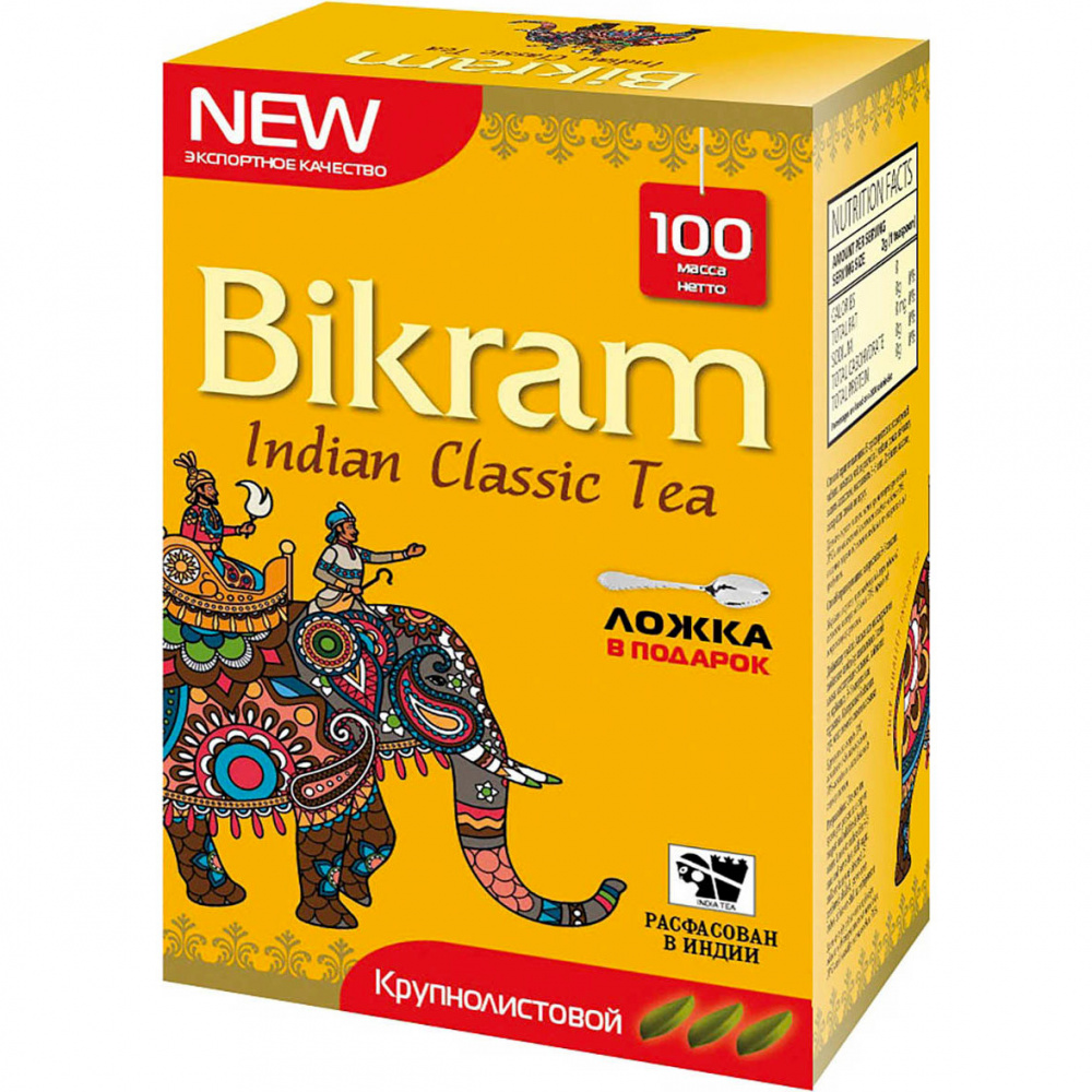 Чай Bikram Indian classic tea, чёрный крупнолистовой, 100 гр