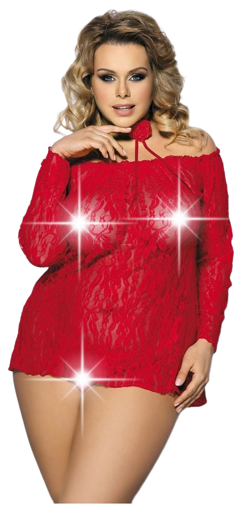 

Кружевная сорочка Anais Alecto с длинными рукавами 3XL/4XL красный, Alecto