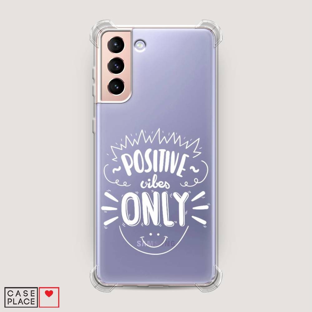 фото Противоударный силиконовый чехол "positive vibes only графика" на samsung galaxy s21 + awog