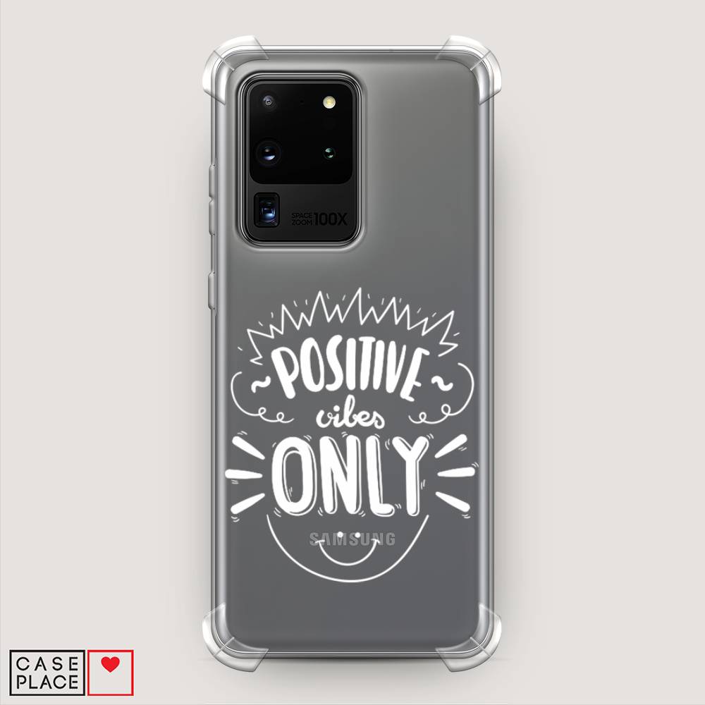 фото Противоударный силиконовый чехол "positive vibes only графика" на samsung galaxy s20 ultra awog