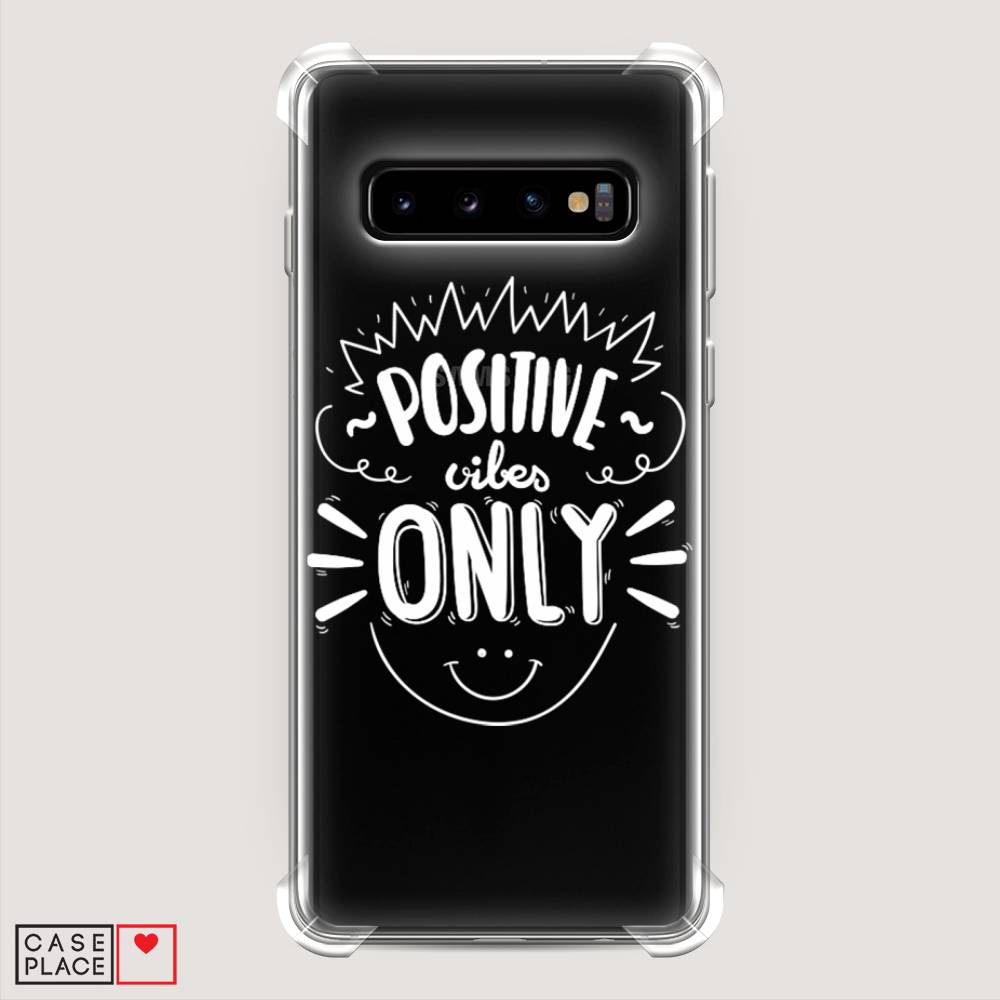 фото Противоударный силиконовый чехол "positive vibes only графика" на samsung galaxy s10 + awog