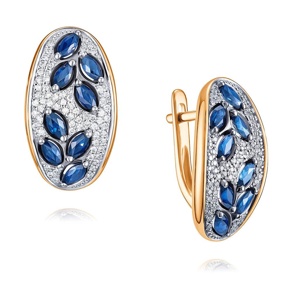 

Серьги из красного золота с бриллиантом/сапфиром ADAMAS 24038516/01-А50Д-432, 24038516/01-А50Д-432