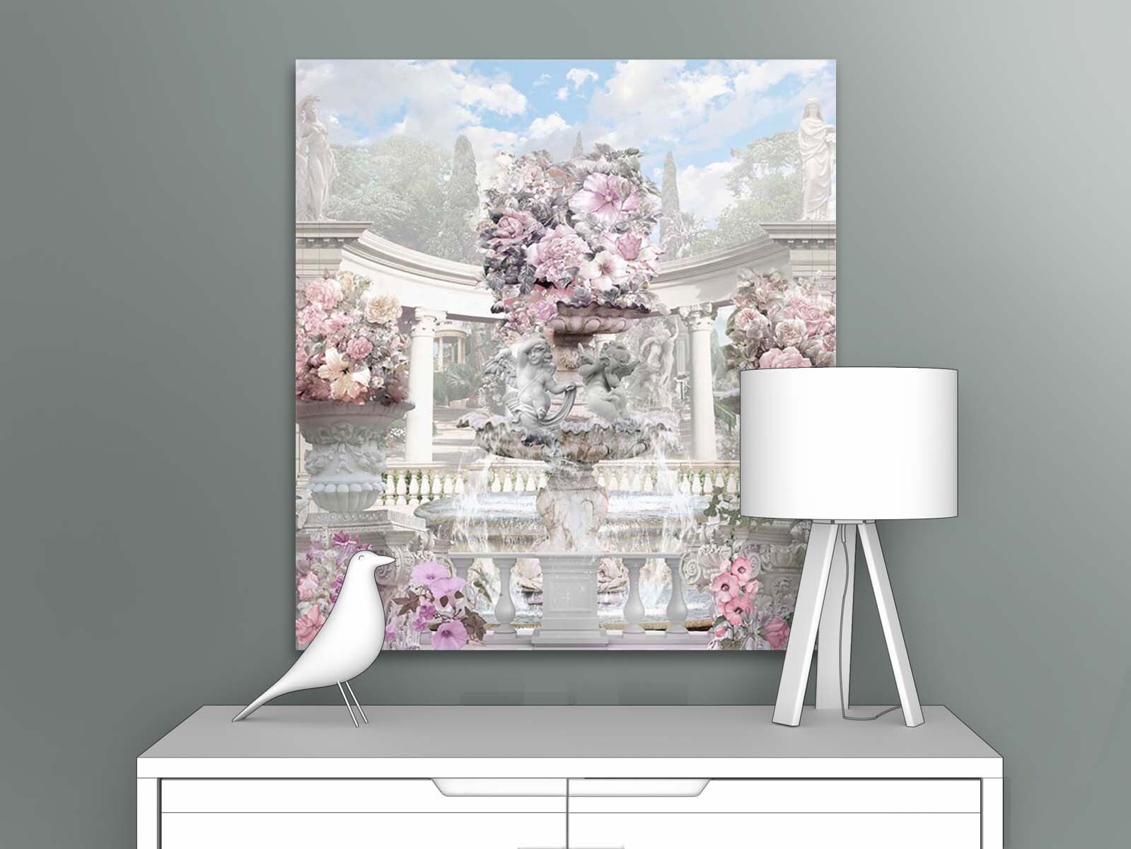 фото Картина на стену для интерьера первое ателье "фонтан с ангелочками в цветах" 35х38 см