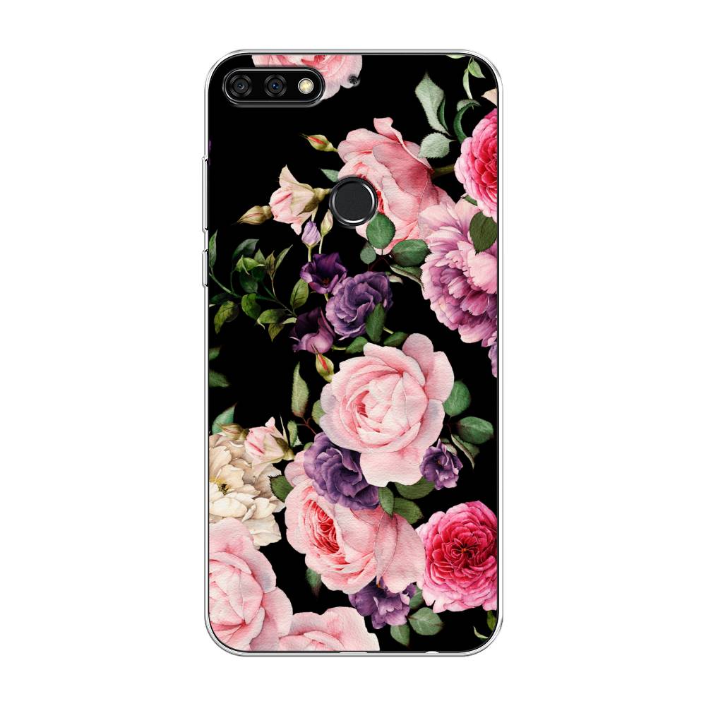 

Чехол Awog на Huawei Y7 Prime 2018 "Пионы для черном", Черный;розовый;зеленый, 66450-8