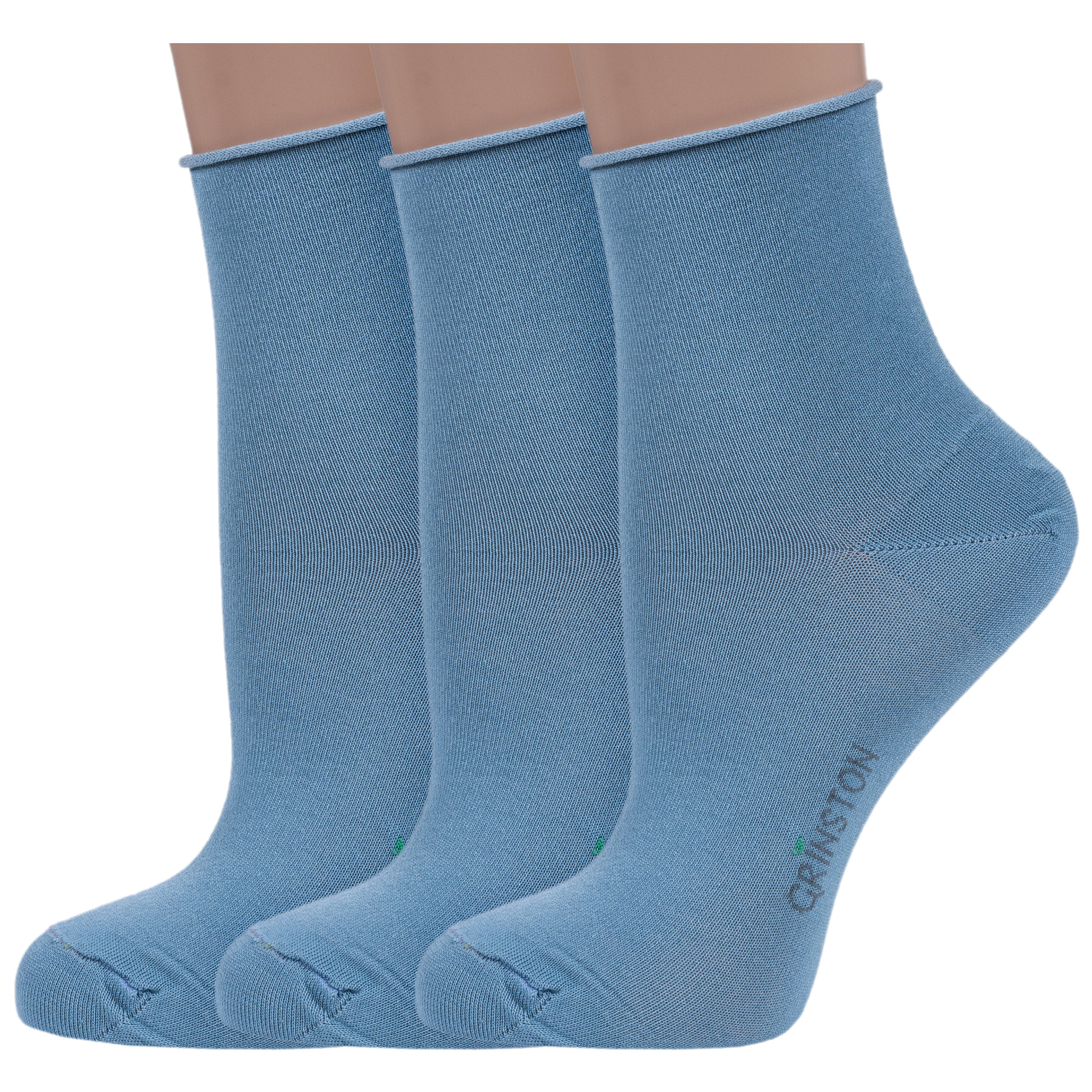 

Комплект носков женских Grinston socks 3-15D22 голубых 23, Голубой, 3-15D22
