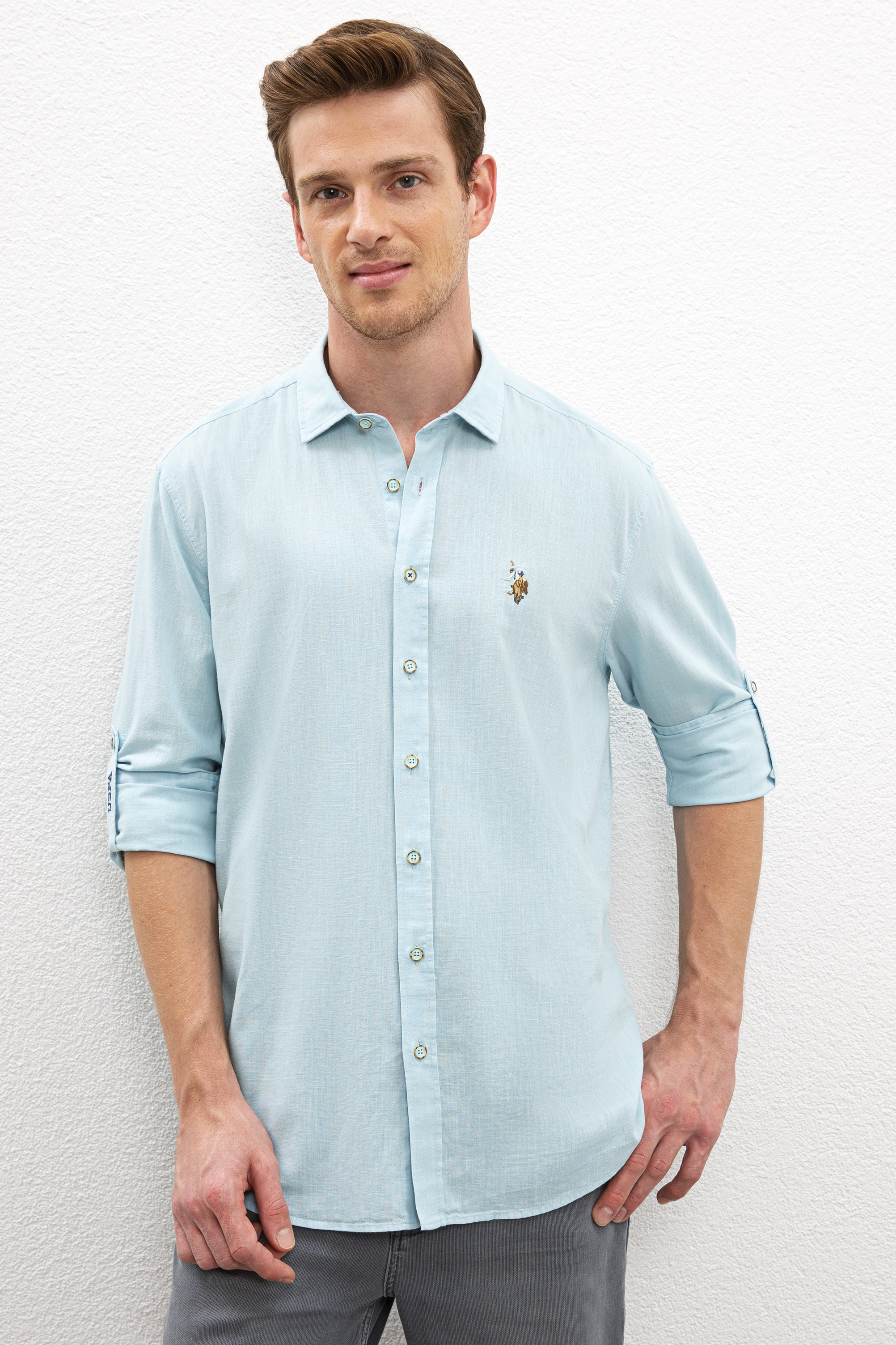 

Рубашка мужская U.S. POLO Assn. G081SZ0040ENZO020Y бирюзовая M, G081SZ0040ENZO020Y