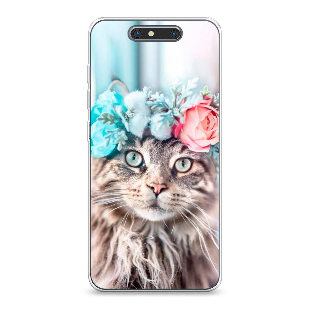 

Чехол Awog на ZTE Blade V8 / ЗТЕ Блэйд V8 "Кот в венке", Разноцветный, 131250-2