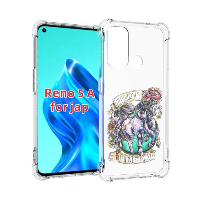 

Чехол MyPads рисунок коней в цветах для Oppo Reno 5A, Прозрачный, Tocco