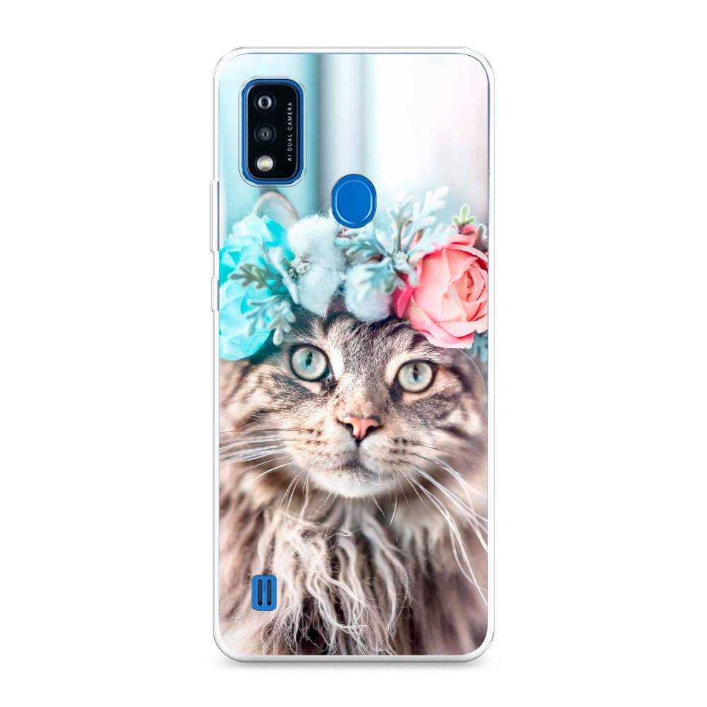 

Чехол Awog на ZTE Blade A51 / ЗТЕ Блэйд A51 "Кот в венке", Разноцветный, 134550-2