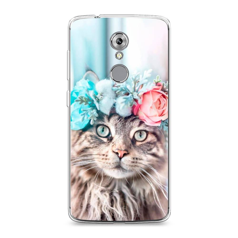 

Чехол Awog на ZTE Axon 7 / ЗТЕ Аксон 7 "Кот в венке", Разноцветный, 131450-2