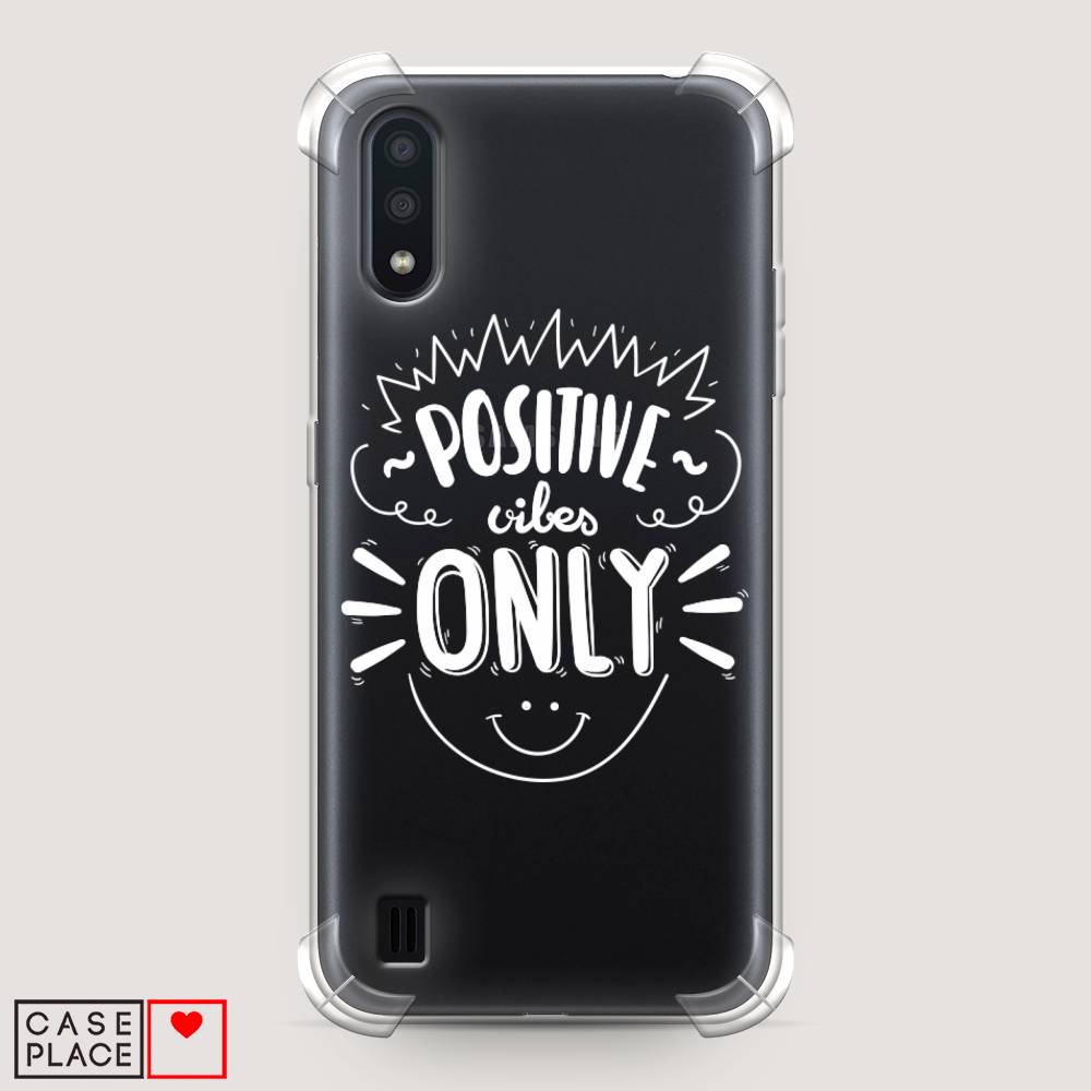 фото Противоударный силиконовый чехол "positive vibes only графика" на samsung galaxy a01 awog