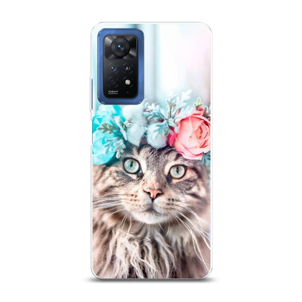 фото Силиконовый чехол "кот в венке" на xiaomi redmi note 11 pro 5g awog
