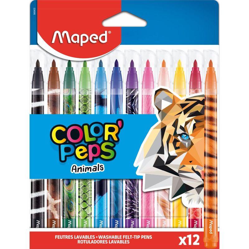 Набор фломастеров 12 цветов Maped Color'Peps Animals (линия 2мм) (845403), 12 уп.