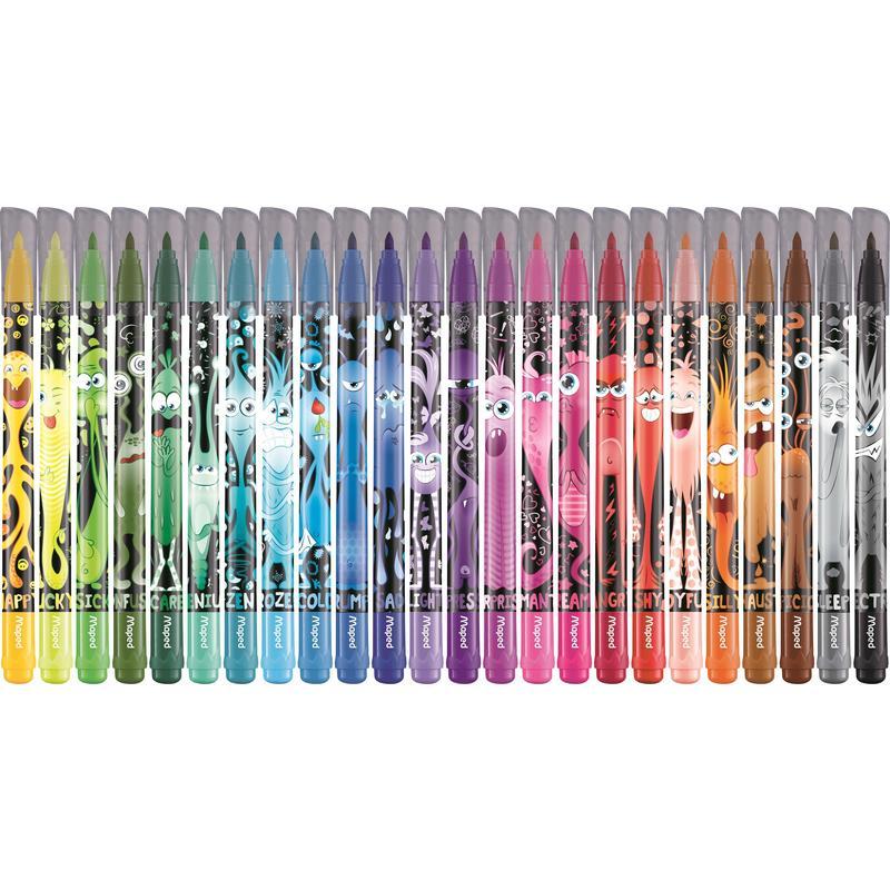 Набор фломастеров 24 цвета Maped Color'Peps Monster (линия 0.3-2.1мм) (845401), 12 уп.