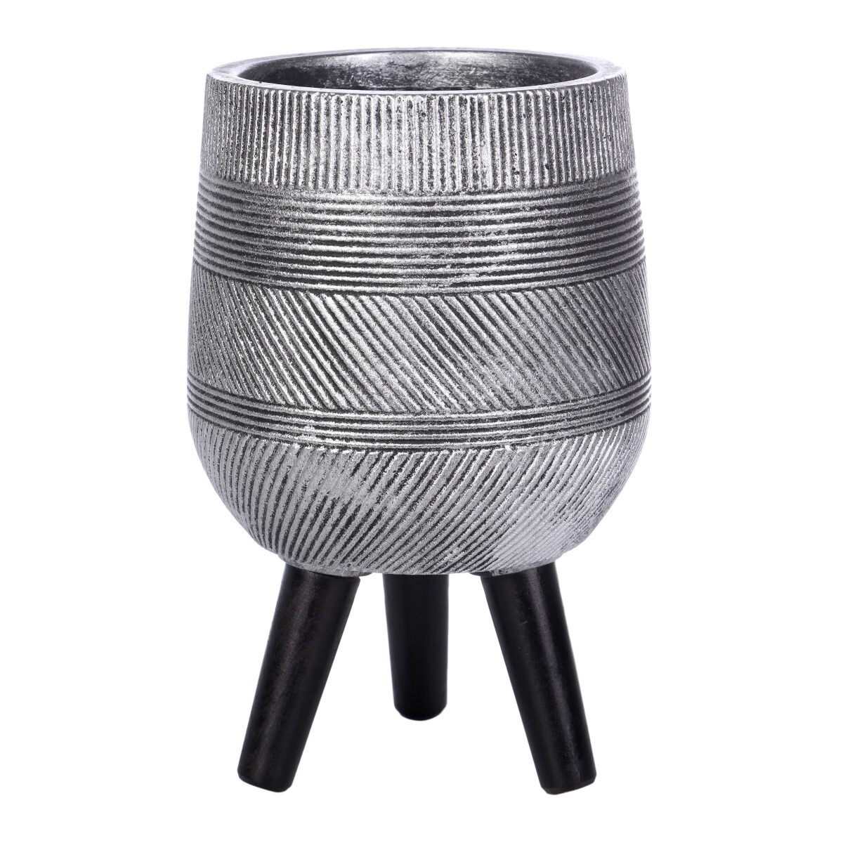 

Кашпо Idealist Страйп с подставкой, файберстоун, серебристое, D20.5 H32 cm WSTRIPR-20-SLV, Страйп с подставкой