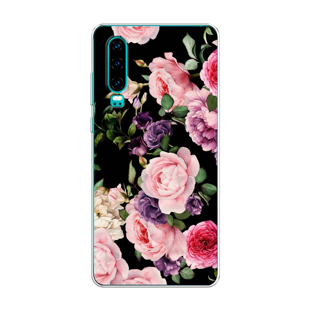 фото Чехол awog "пионы для черном" для huawei p30