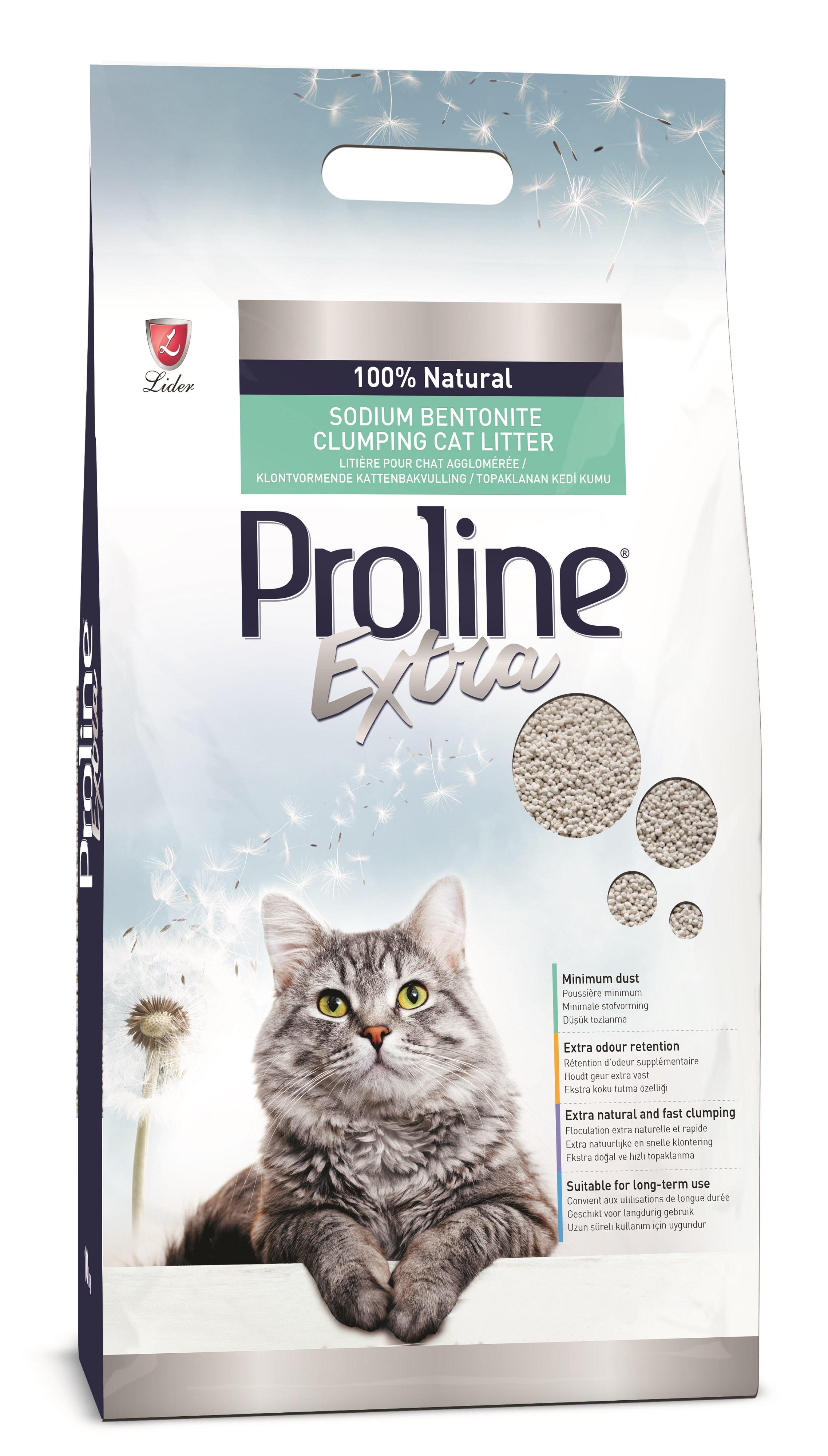 Наполнитель для кошачьего туалета Proline Extra, глиняный, без пыли, без запаха 12л