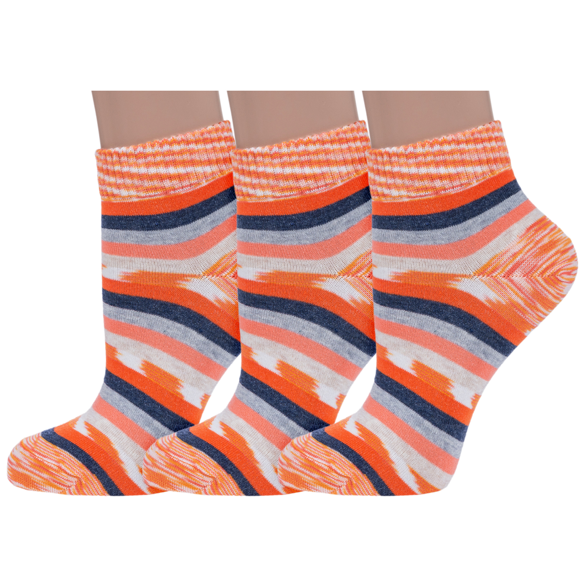 

Комплект носков женских Grinston socks 3-15D28 оранжевых 23, 3-15D28