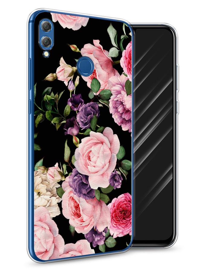 

Чехол Awog на Honor 8X "Пионы для черном", Черный;розовый;зеленый, 66750-8