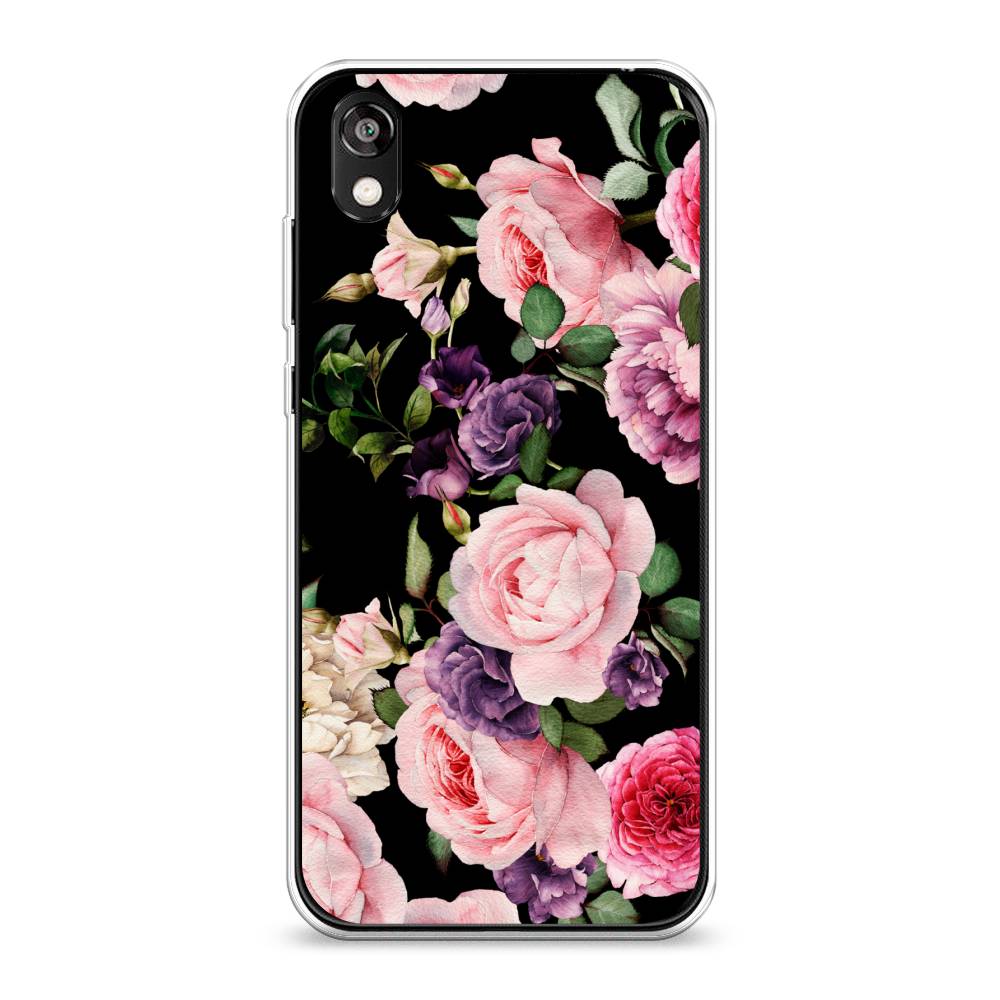 

Чехол Awog на Honor 8S "Пионы для черном", Черный;розовый;зеленый, 69150-8