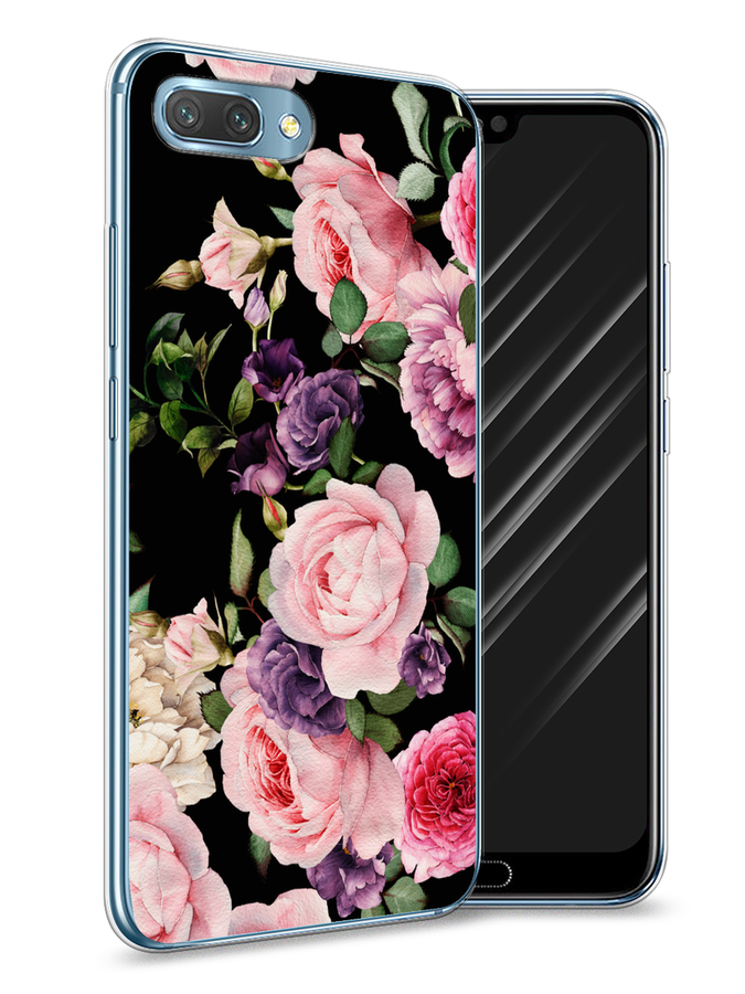 

Чехол Awog на Honor 10 "Пионы для черном", Черный;розовый;зеленый, 65350-8