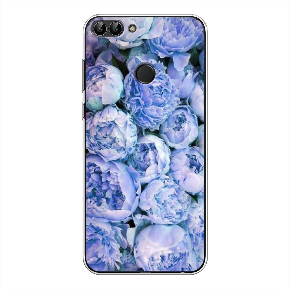 

Чехол Awog на Huawei Y9 2018 "Пионы голубые", Голубой, 64950-8