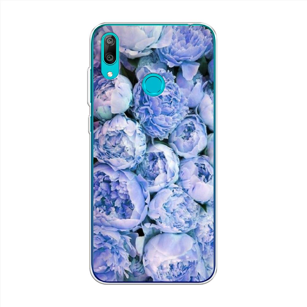 

Чехол Awog на Huawei Y7 2019 "Пионы голубые", Голубой, 68450-8