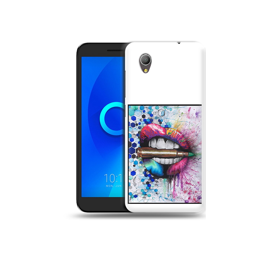 

Чехол MyPads Tocco для Alcatel 1 разноцветные губы с пулей (PT227134.658.571), Прозрачный, Tocco