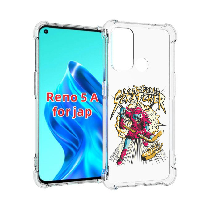 

Чехол MyPads нарисованный скелет хоккеист для Oppo Reno 5A, Прозрачный, Tocco