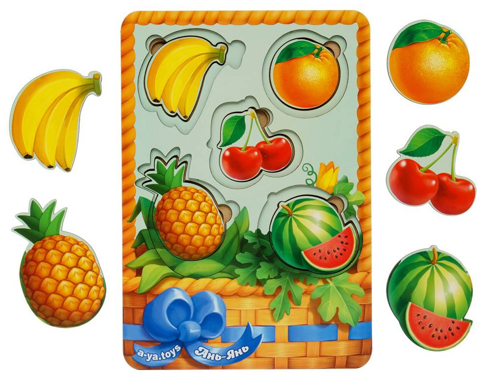 фото Вкладыши набор №1 ань-янь корзинка с фруктами. фигуры больше-меньше псф044
