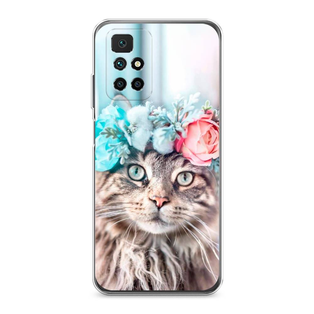 

Чехол Awog на Xiaomi Redmi 10 "Кот в венке", Разноцветный, 311350-2