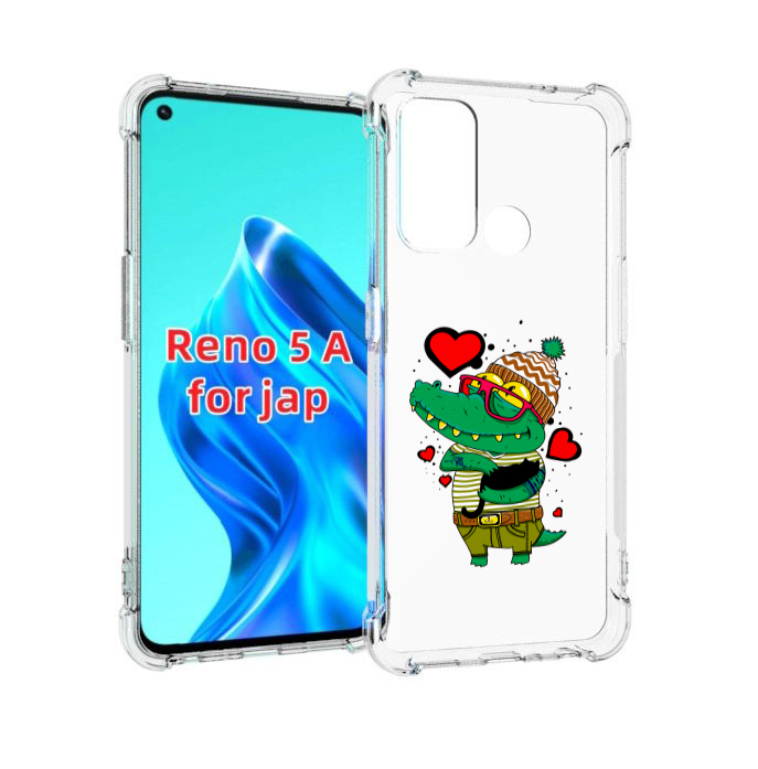 

Чехол MyPads Влюбленный крокодил для Oppo Reno 5A, Прозрачный, Tocco