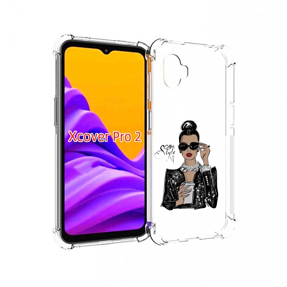 Чехол MyPads девушка в черных очках в пиджаке для Samsung Galaxy Xcover Pro 2